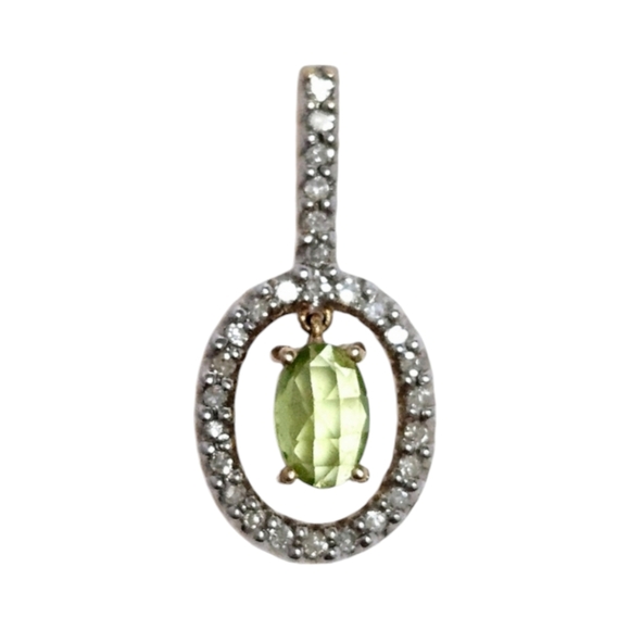 14K Gold Peridot & Diamond Pendant - Picture 1 of 8